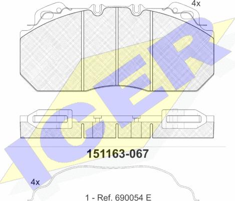 Icer 151163-067 - Гальмівні колодки, дискові гальма autozip.com.ua