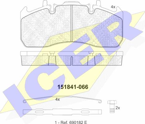 Icer 151841 - Гальмівні колодки, дискові гальма autozip.com.ua