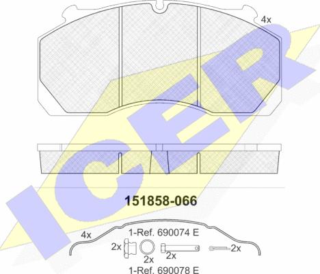 Icer 151858-066 - Гальмівні колодки, дискові гальма autozip.com.ua