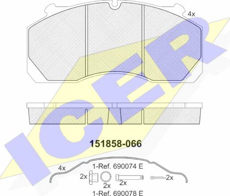 Icer 151858 - Гальмівні колодки, дискові гальма autozip.com.ua