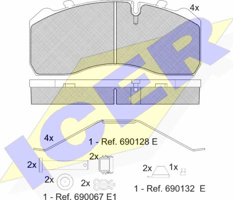 Icer 151254-066 - Гальмівні колодки, дискові гальма autozip.com.ua