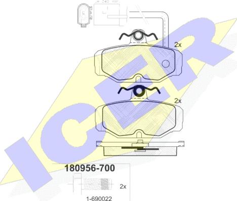 Icer 180956-700 - Гальмівні колодки, дискові гальма autozip.com.ua