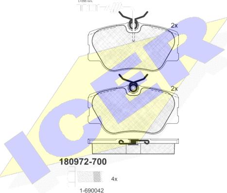 Icer 180972-700 - Гальмівні колодки, дискові гальма autozip.com.ua