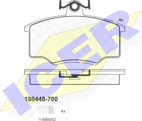 Icer 180448-700 - Гальмівні колодки, дискові гальма autozip.com.ua