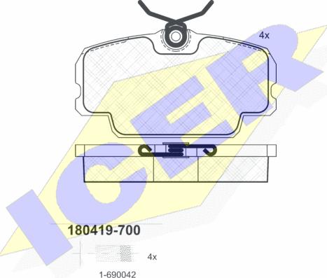 Icer 180419-700 - Гальмівні колодки, дискові гальма autozip.com.ua