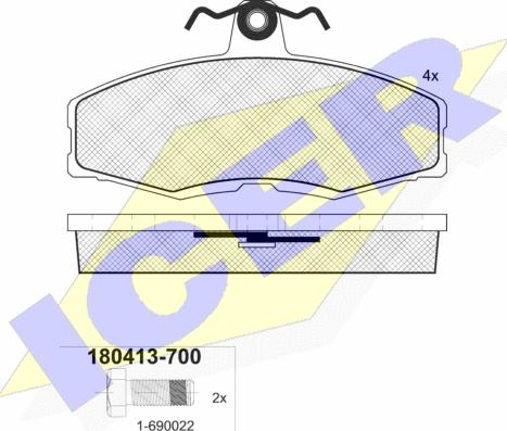 Icer 180413-700 - Гальмівні колодки, дискові гальма autozip.com.ua