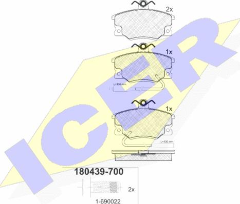 Icer 180439-700 - Гальмівні колодки, дискові гальма autozip.com.ua