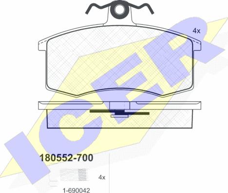 Icer 180552-700 - Гальмівні колодки, дискові гальма autozip.com.ua