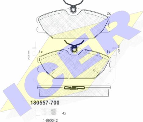 Icer 180557-700 - Гальмівні колодки, дискові гальма autozip.com.ua