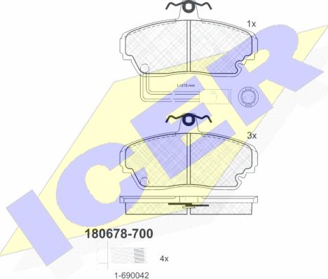 Icer 180678-700 - Гальмівні колодки, дискові гальма autozip.com.ua