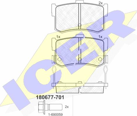 Icer 180677-701 - Гальмівні колодки, дискові гальма autozip.com.ua