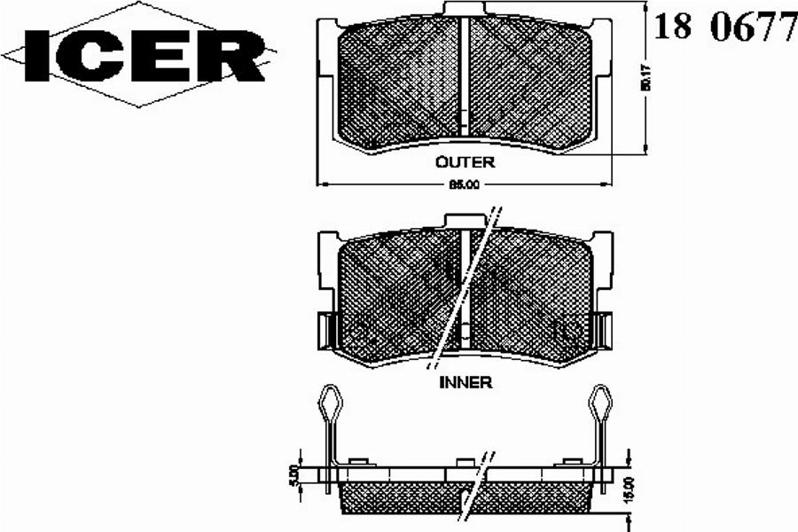 Icer 180677 - Гальмівні колодки, дискові гальма autozip.com.ua