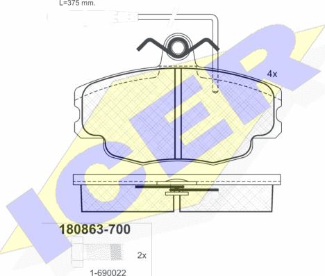 Icer 180863-700 - Гальмівні колодки, дискові гальма autozip.com.ua