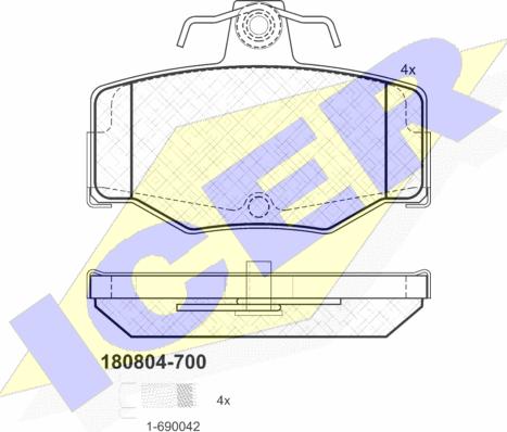 Icer 180804-700 - Гальмівні колодки, дискові гальма autozip.com.ua