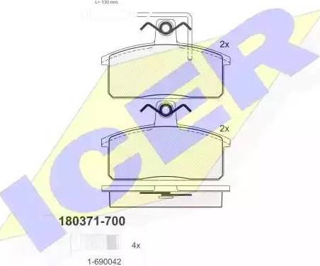 Icer 180371 - Гальмівні колодки, дискові гальма autozip.com.ua