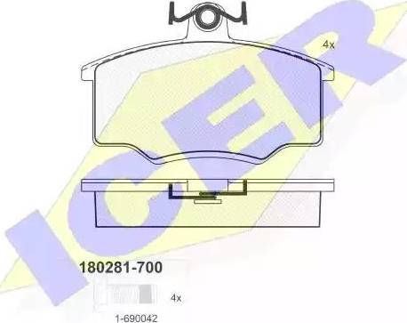 Icer 180281 - Гальмівні колодки, дискові гальма autozip.com.ua