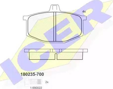 Icer 180235 - Гальмівні колодки, дискові гальма autozip.com.ua