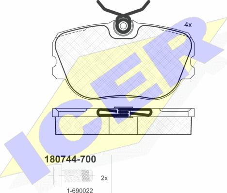 Icer 180744-700 - Гальмівні колодки, дискові гальма autozip.com.ua