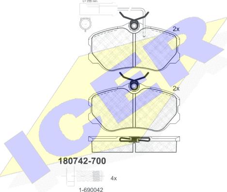 Icer 180742-700 - Гальмівні колодки, дискові гальма autozip.com.ua