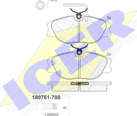 Icer 180761-700 - Гальмівні колодки, дискові гальма autozip.com.ua