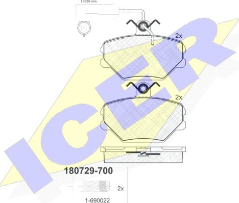 Icer 180729-700 - Гальмівні колодки, дискові гальма autozip.com.ua