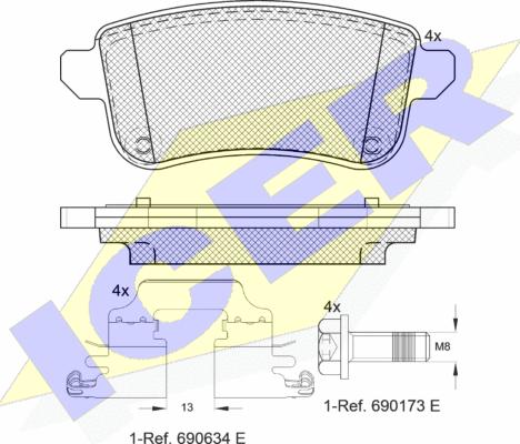 Icer 181904203 - Гальмівні колодки, дискові гальма autozip.com.ua