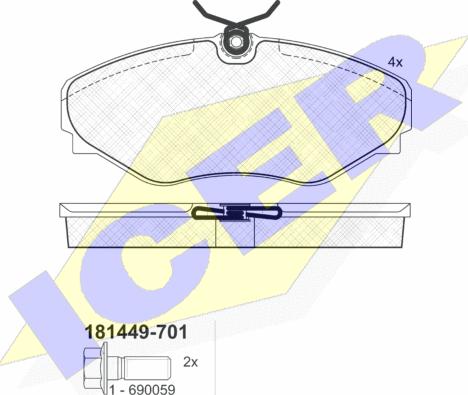 Icer 181449-701 - Гальмівні колодки, дискові гальма autozip.com.ua