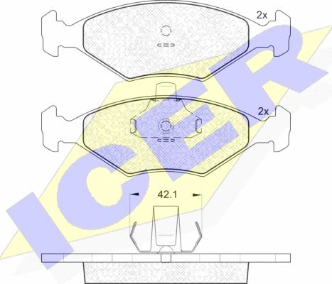 Icer 181596 - Гальмівні колодки, дискові гальма autozip.com.ua