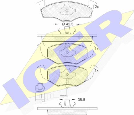 Icer 181590 - Гальмівні колодки, дискові гальма autozip.com.ua