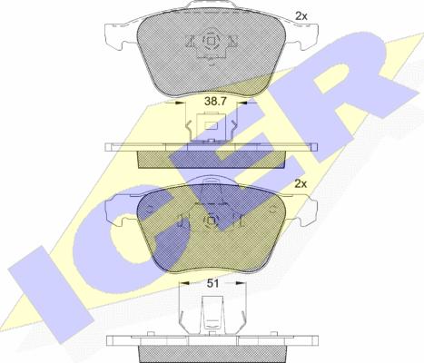 Icer 181551 - Гальмівні колодки, дискові гальма autozip.com.ua