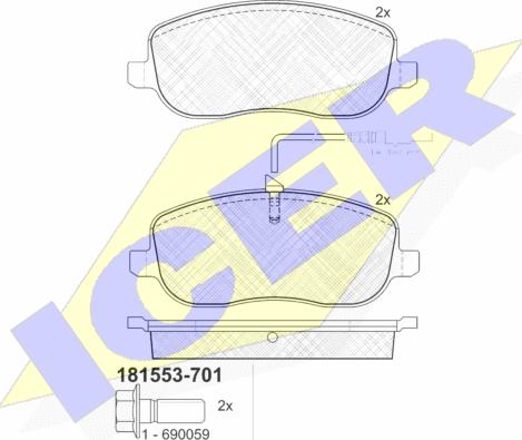 Icer 181553-701 - Гальмівні колодки, дискові гальма autozip.com.ua