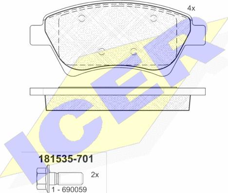 Icer 181535-701 - Гальмівні колодки, дискові гальма autozip.com.ua