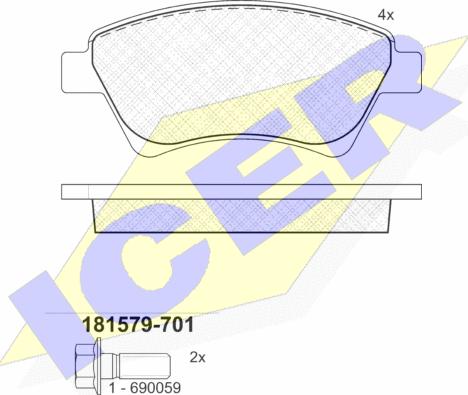 Icer 181579-701 - Гальмівні колодки, дискові гальма autozip.com.ua