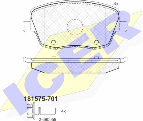 Icer 181575-701 - Гальмівні колодки, дискові гальма autozip.com.ua