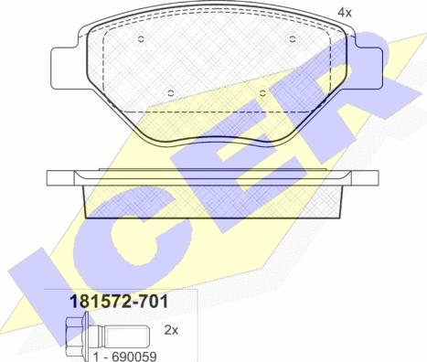 Icer 181572-701 - Гальмівні колодки, дискові гальма autozip.com.ua