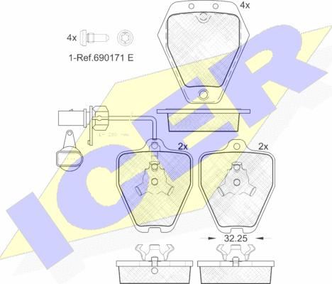 Icer 181694 - Гальмівні колодки, дискові гальма autozip.com.ua