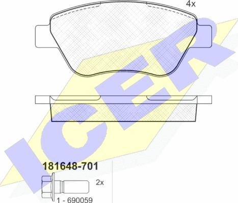 Icer 181648-701 - Гальмівні колодки, дискові гальма autozip.com.ua