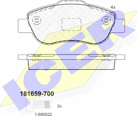 Icer 181659-700 - Гальмівні колодки, дискові гальма autozip.com.ua