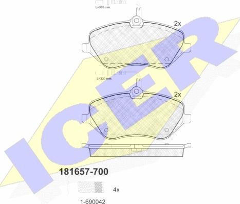 Icer 181657-700 - Гальмівні колодки, дискові гальма autozip.com.ua