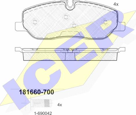 Icer 181660-700 - Гальмівні колодки, дискові гальма autozip.com.ua