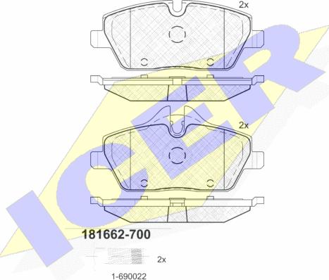 Icer 181662-700 - Гальмівні колодки, дискові гальма autozip.com.ua