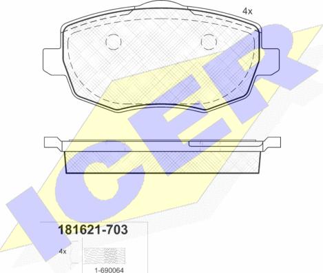 Icer 181621-703 - Гальмівні колодки, дискові гальма autozip.com.ua