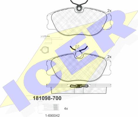 Icer 181098-700 - Гальмівні колодки, дискові гальма autozip.com.ua