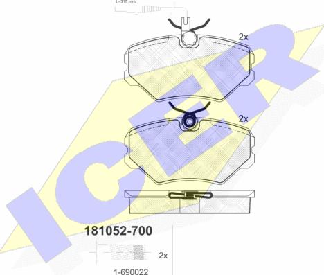 Icer 181052-700 - Гальмівні колодки, дискові гальма autozip.com.ua