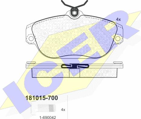 Icer 181015-700 - Гальмівні колодки, дискові гальма autozip.com.ua