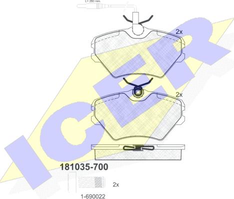 Icer 181035-700 - Гальмівні колодки, дискові гальма autozip.com.ua