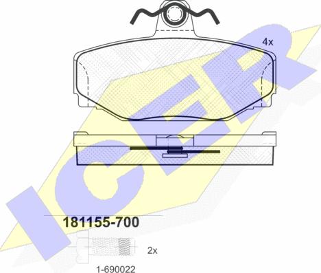 Icer 181155-700 - Гальмівні колодки, дискові гальма autozip.com.ua