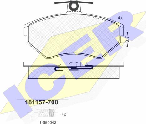 Icer 181157-700 - Гальмівні колодки, дискові гальма autozip.com.ua