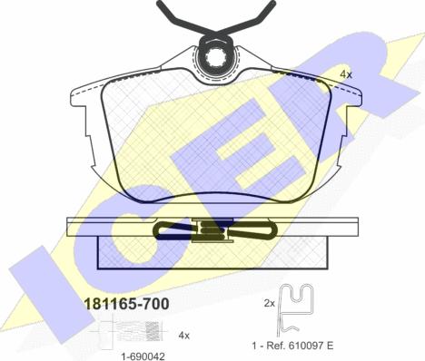 Icer 181165-700 - Гальмівні колодки, дискові гальма autozip.com.ua