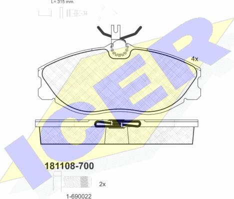 Icer 181108-700 - Гальмівні колодки, дискові гальма autozip.com.ua